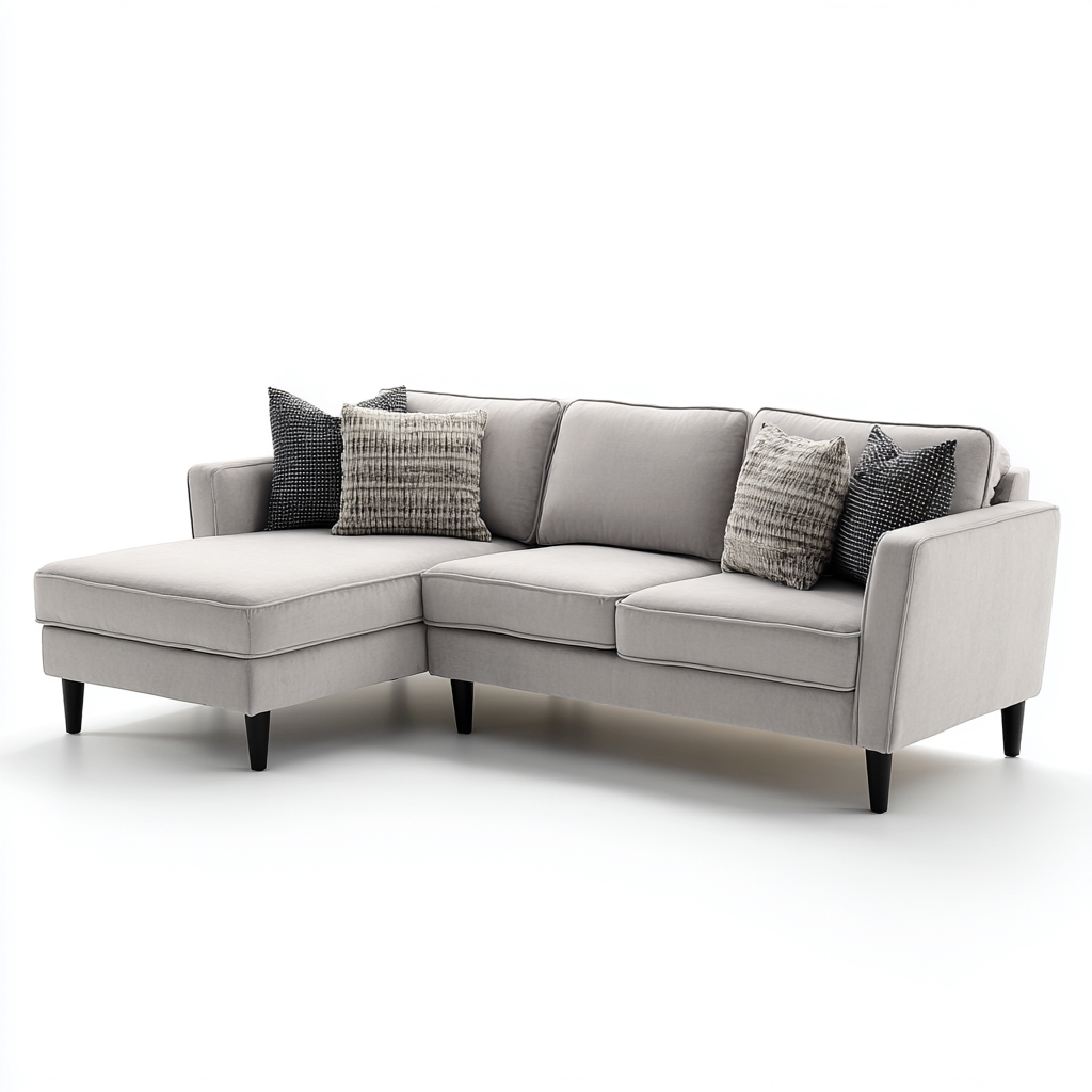 Divano angolare in velluto 260x165x85 cm - grigio chiaro - design moderno e compatto-Houseure