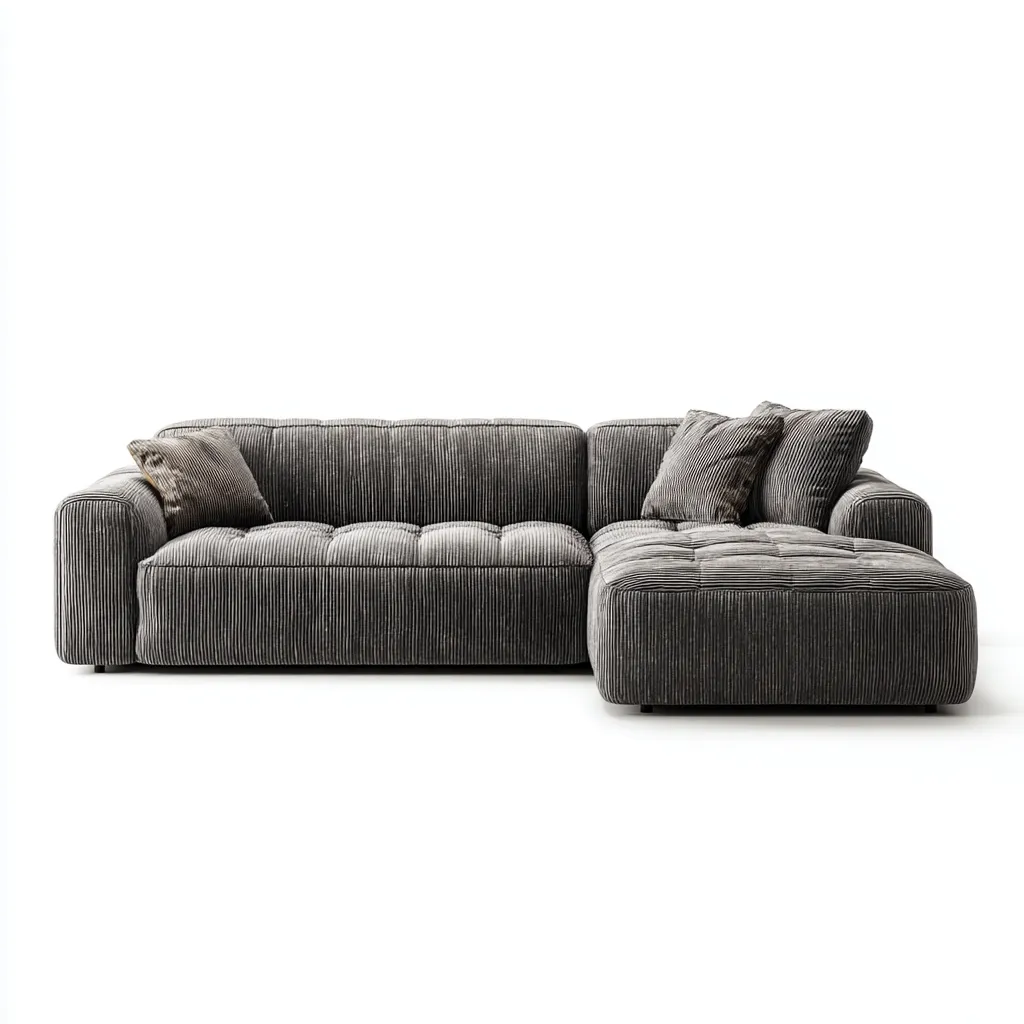 Divano angolare Tessuto a coste 295x180x80 cm - Grigio - Design moderno-Houseure