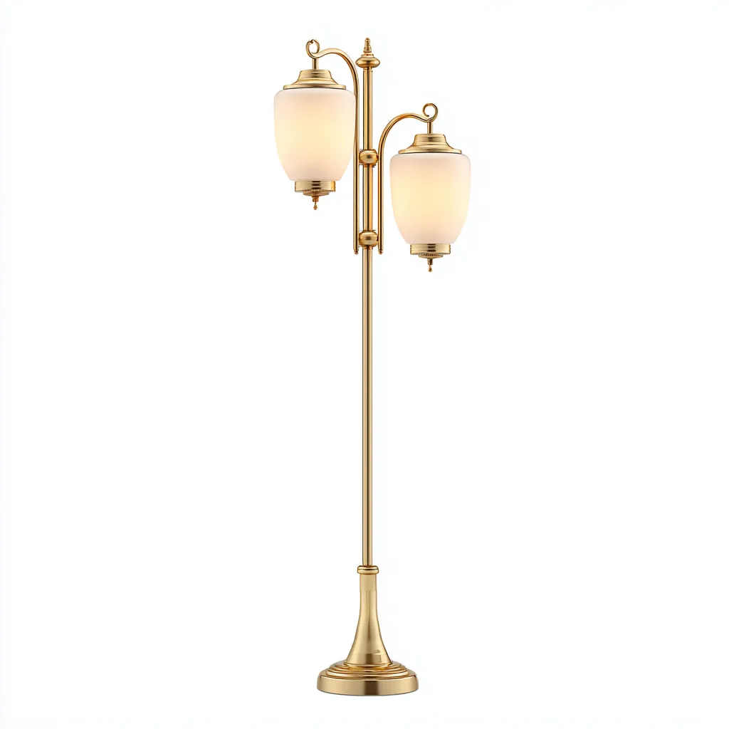 Lampada da terra 2 luci Ottone 120x40x180 cm - Oro-Bianco - Design Elegante-Houseure