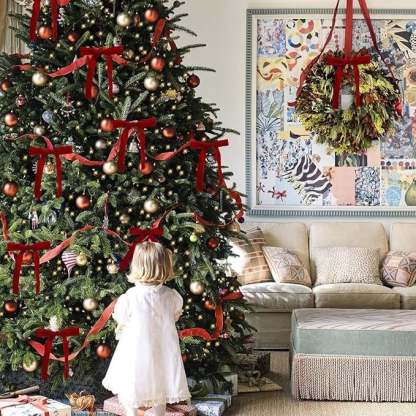 🎀Christmas Tree Decoration Burgundy Velvet Bows🎅🎄