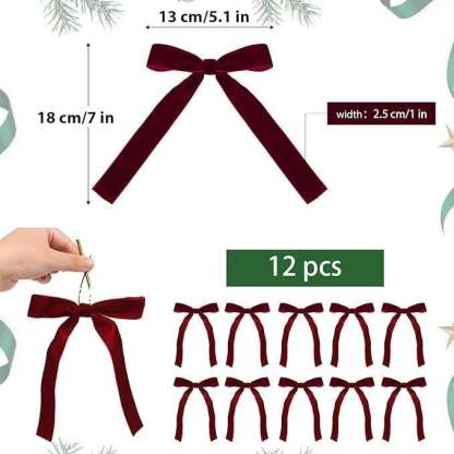 🎀Christmas Tree Decoration Burgundy Velvet Bows🎅🎄