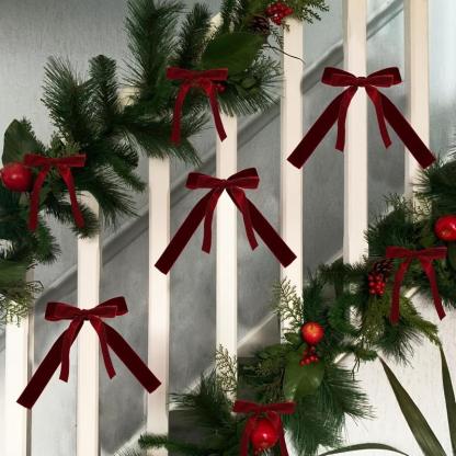 🎀Christmas Tree Decoration Burgundy Velvet Bows🎅🎄