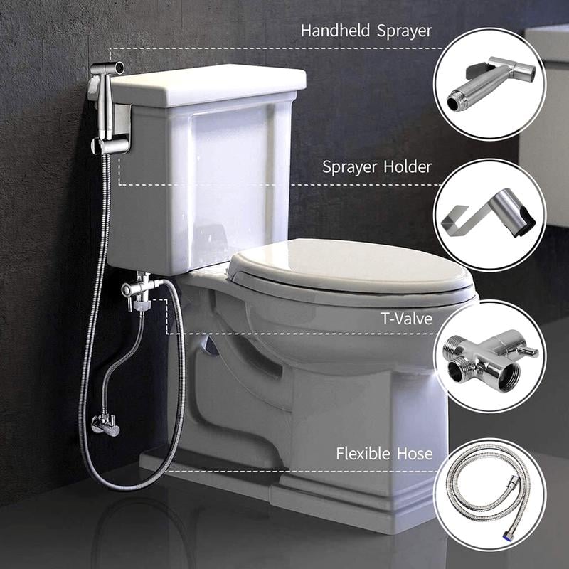 Exclusive Offer💥Toilet Shattaf Adapter Hose Bidet Sprayer Stainless Steel Handheld Shower Head dealsforyoudays