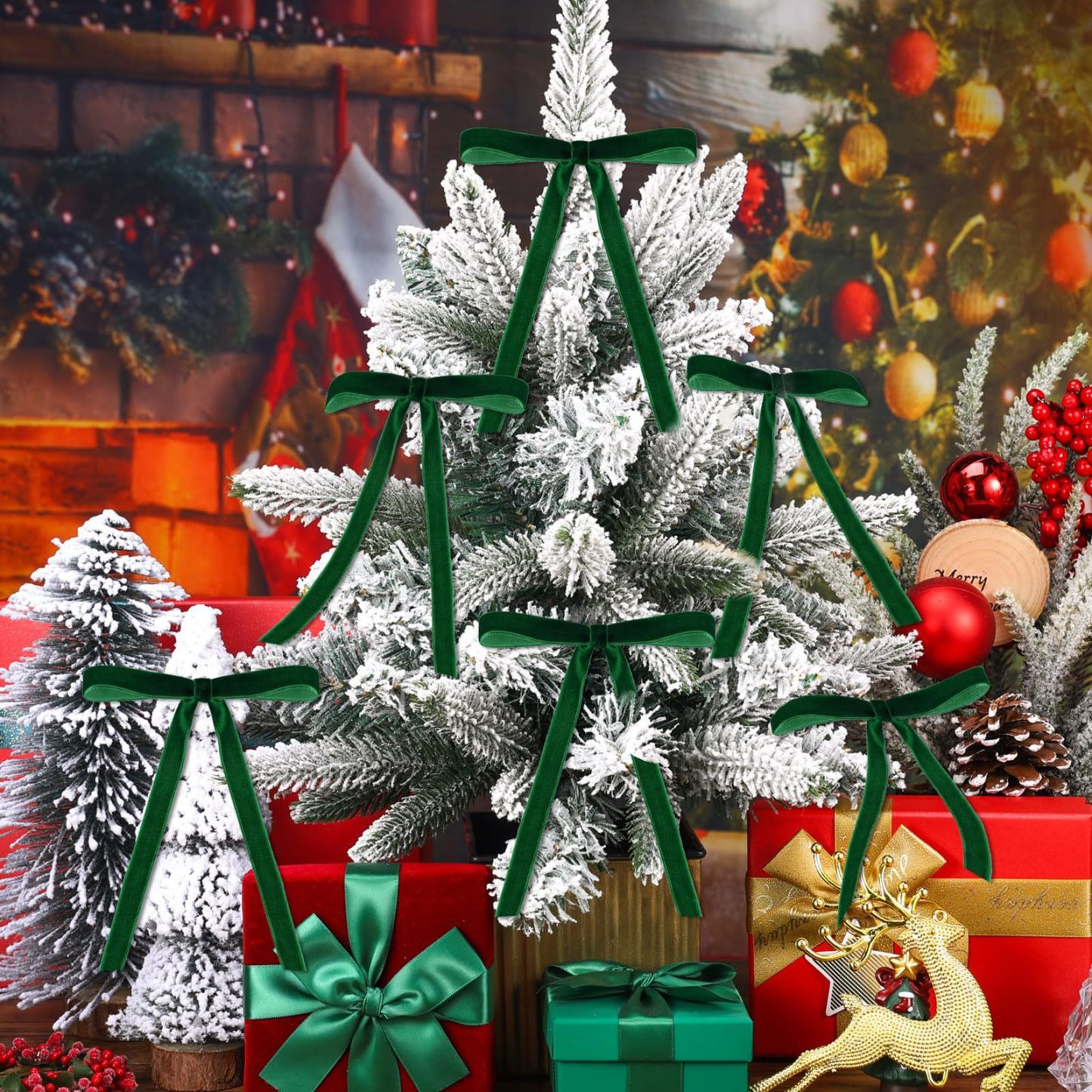 🎀Christmas Tree Decoration Burgundy Velvet Bows🎅🎄