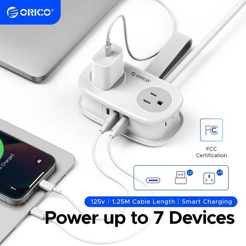 Travel Power Strip, ORICO 4 Outlets 3 USB Ports (1 USB C)Buy 2 Free Shipping