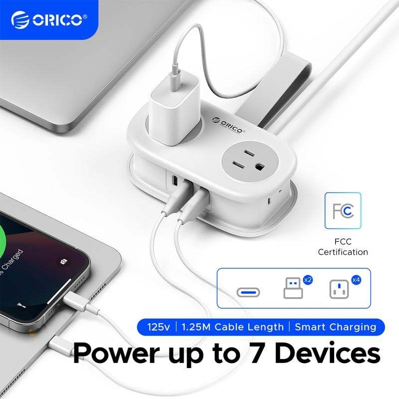 Travel Power Strip, ORICO 4 Outlets 3 USB Ports (1 USB C)Buy 2 Free Shipping