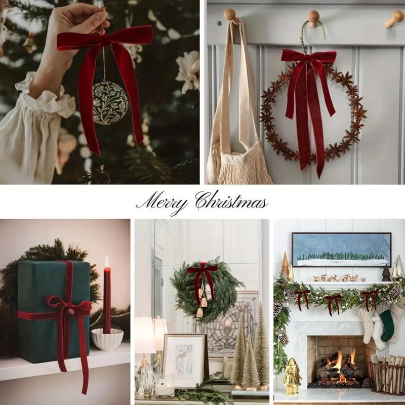 🎀Christmas Tree Decoration Burgundy Velvet Bows🎅🎄