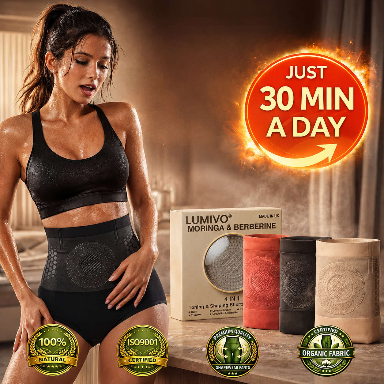 🎖𝐎𝐟𝐟𝐢𝐜𝐢𝐚𝐥 𝐁𝐫𝐚𝐧𝐝 𝐒𝐭𝐨𝐫𝐞 | LUMIVO®🐉✨ 2026 | Moringa & Berberine 4-In-1 Toning & Shaping Shorts (Targets Belly, Hips & Thighs for a Slimmer Look)