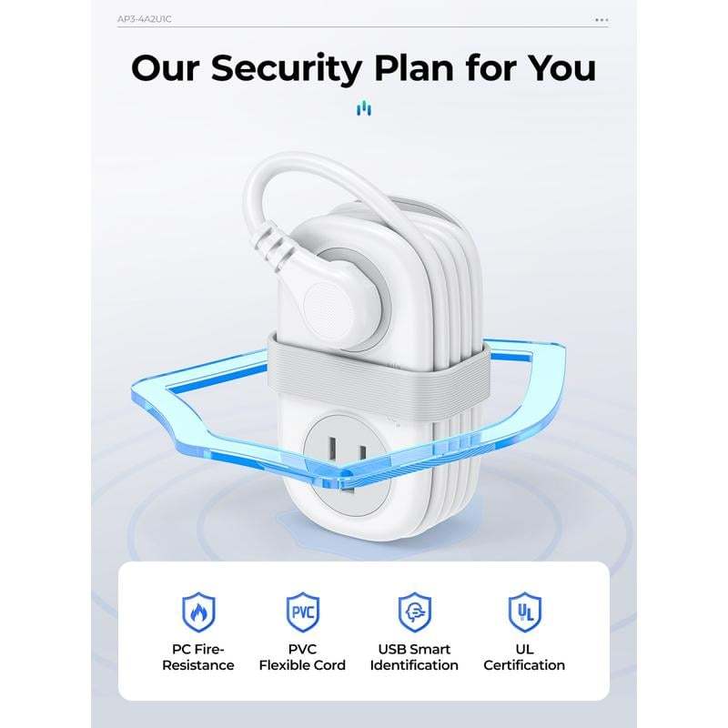 Travel Power Strip, ORICO 4 Outlets 3 USB Ports (1 USB C)Buy 2 Free Shipping