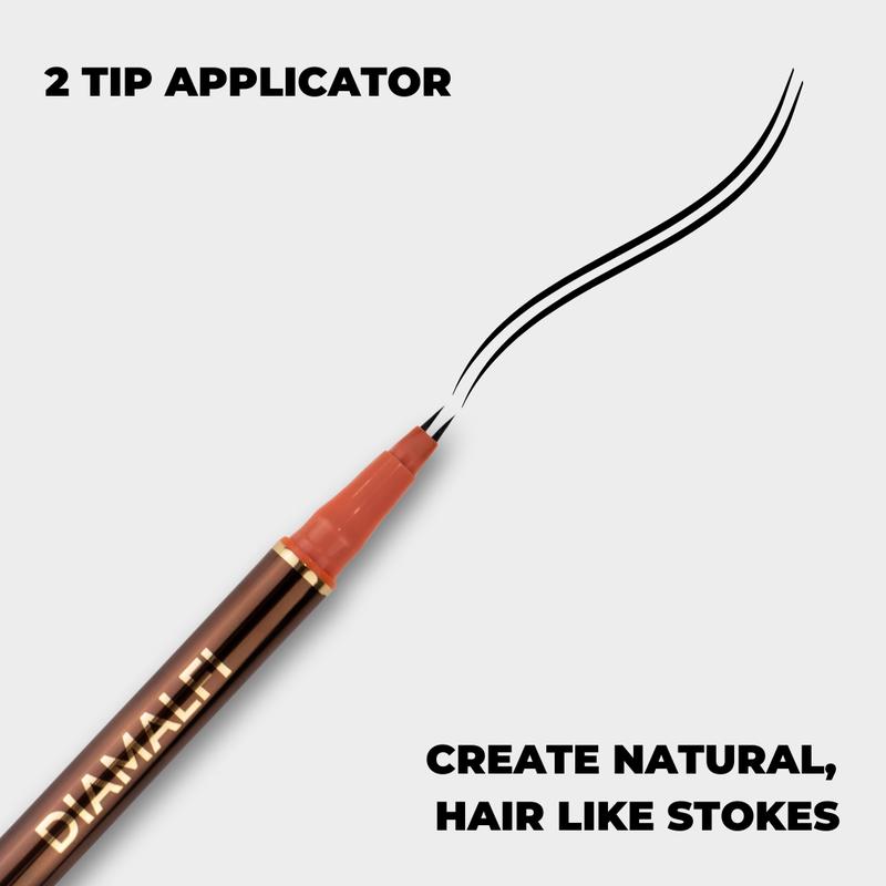 2 Tip UltraFine Pen - For Beard & Eyebrows - Water Resistant, Natural Look, Easy to Use, Long Lasting - Beard Pencil Filler, Eyebrow Pencil Filler - Beard Pen, Brow Pen - DIAMALFI