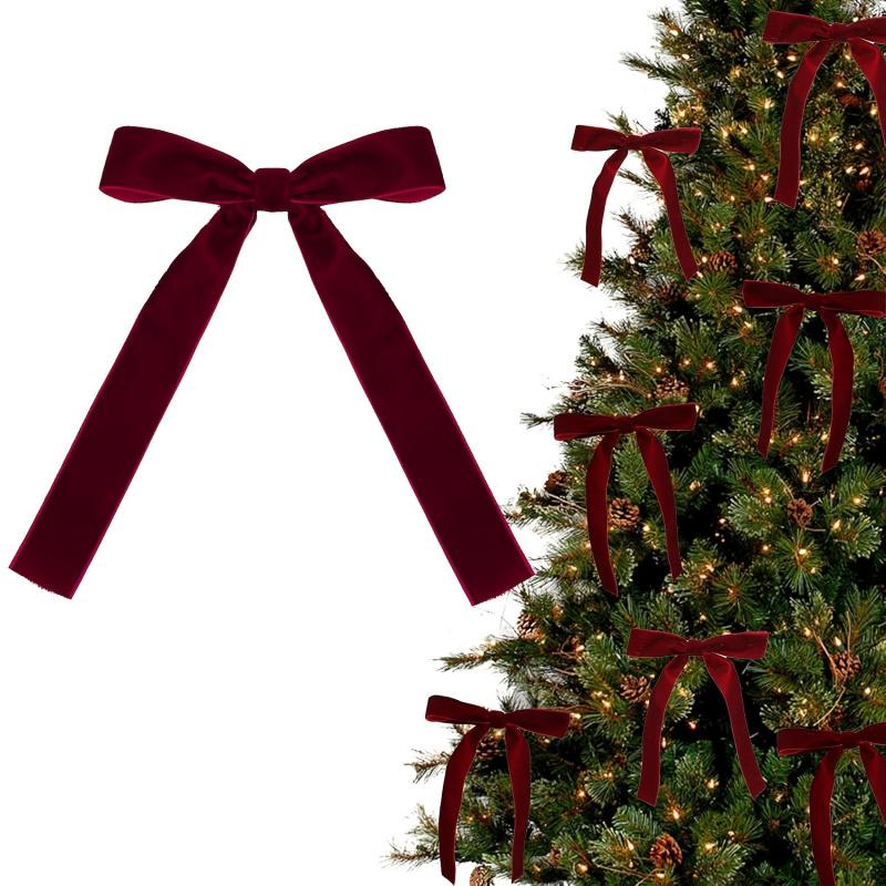 🎀Christmas Tree Decoration Burgundy Velvet Bows🎅🎄