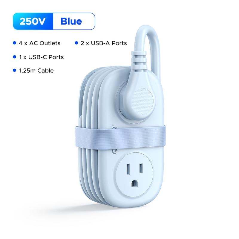Travel Power Strip, ORICO 4 Outlets 3 USB Ports (1 USB C)Buy 2 Free Shipping