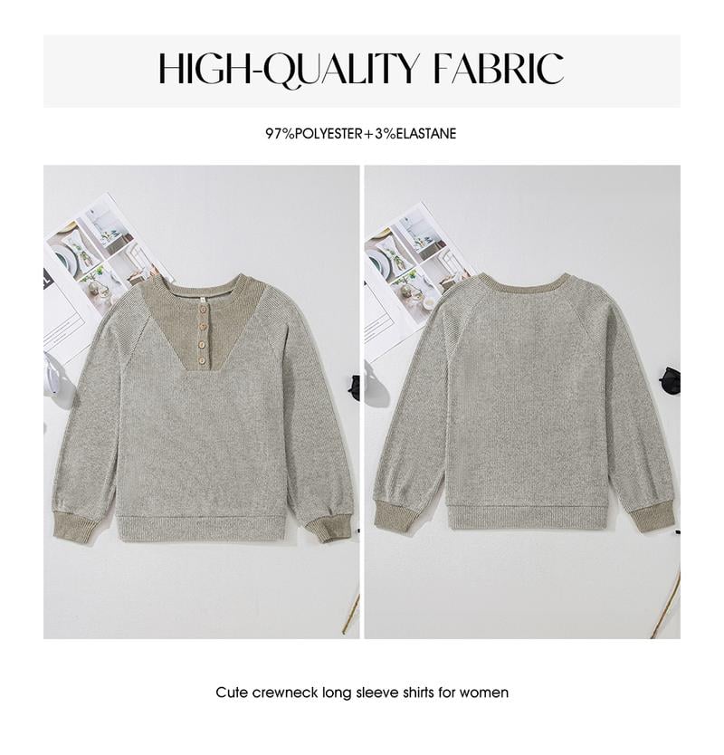 EVALESS Womens Fall Button Up V Neck Long Sleeve Sweatshirt,Lady Drop Shoulder Shirts,Casual Basic Pullover Tops,2025 Fashion Womenswear Minimalist Fall Winter Outfits