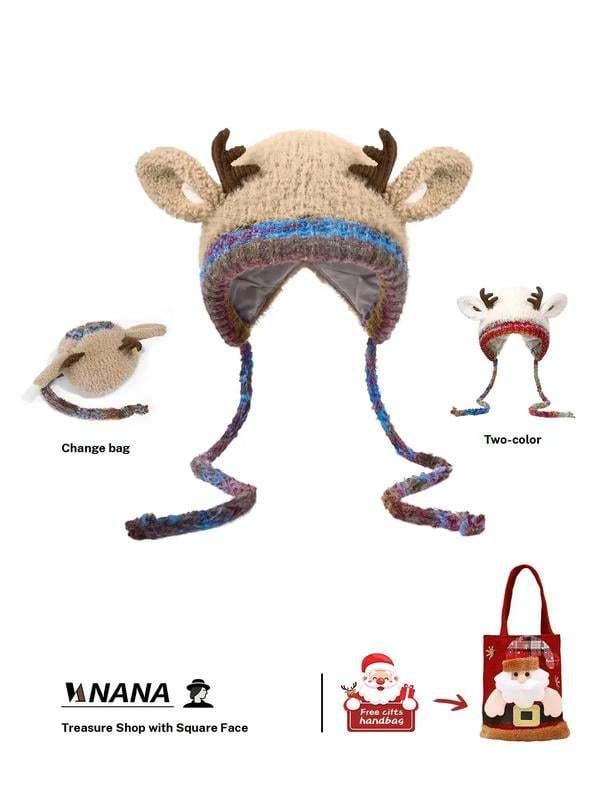 🎁Top Choice for Christmas Gifts! 🦌 Creative Antler Hat & Bag 2-in-1 – Practical and Adorable 🎄
