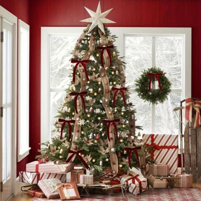 🎀Christmas Tree Decoration Burgundy Velvet Bows🎅🎄