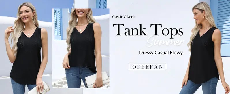 Product Introduction of WIHOLL Womens Tank Tops Sleeveless Eyelet Embroidery Scoop Neck Loose Fit Casual Summer Flowy #Springtok 7