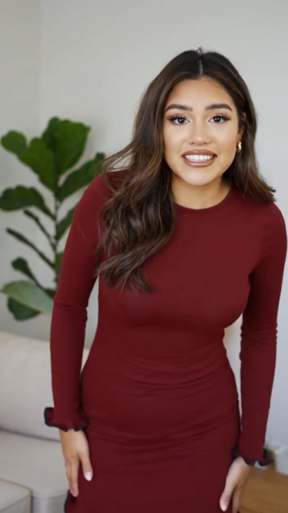 Long-Sleeved Ruffled Mini Dress