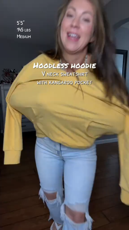 V-Neck Pocketed Pullover Sweatshirt