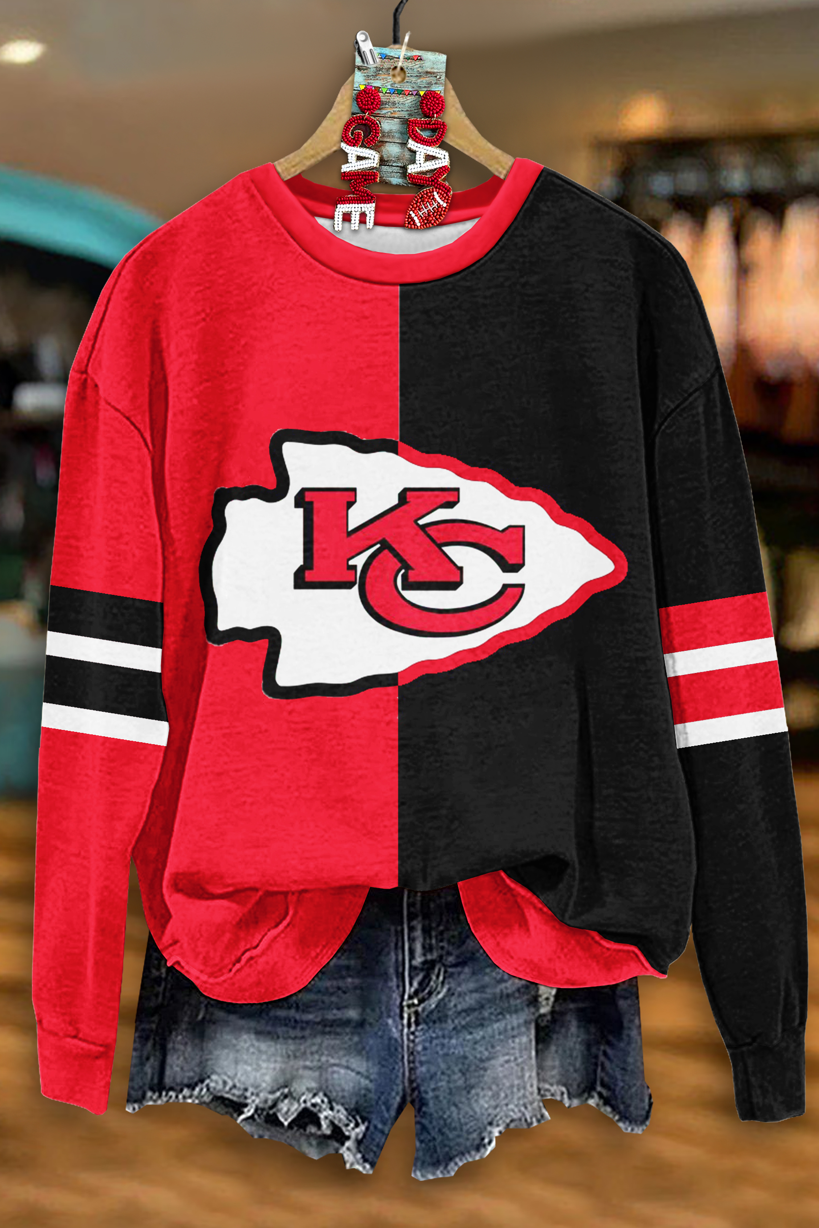 Casual Kansas City Chiefs Print Long Sleeve Top