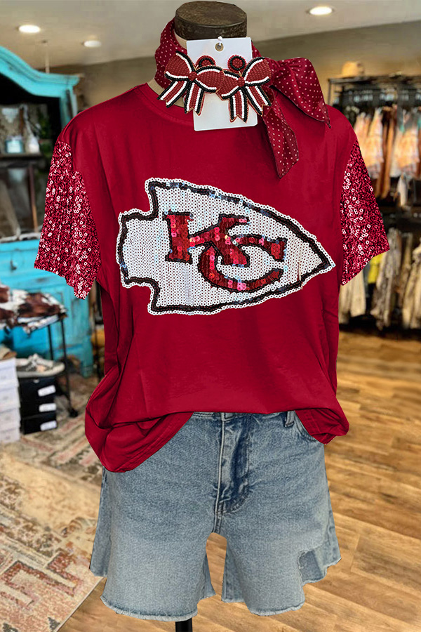Shining KC Sequin Sleeve T-shirt