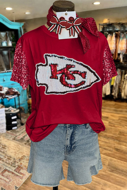 Shining KC Sequin Sleeve T-shirt