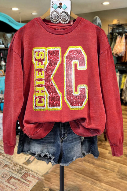 KC Contrast Color Long Sleeve Panel Top