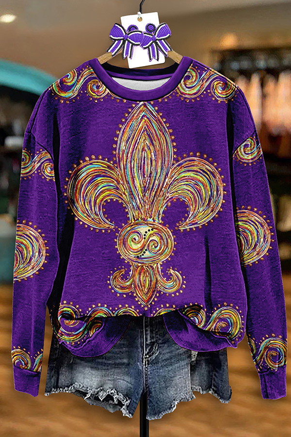 Women's sweatshirt | Vintage Mardi Gras Print Sweatshirt |mywesternoutfit