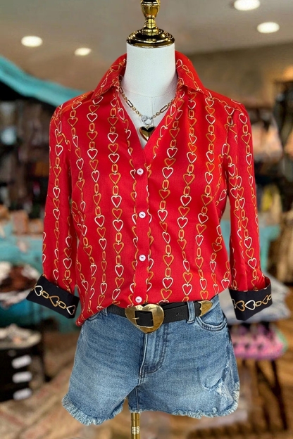 Beautiful Heart Chain Print Shirt