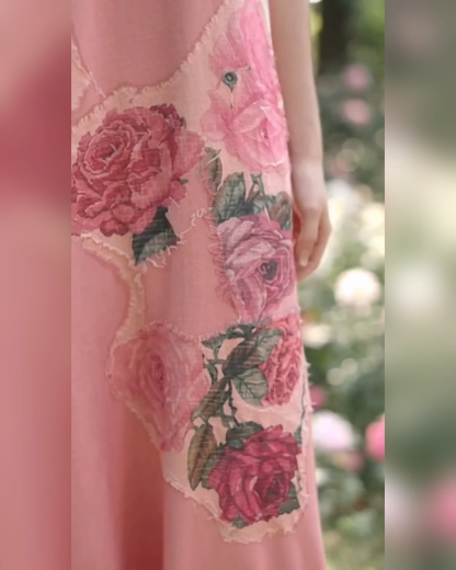 Retro Flamingo Rose Maxi Dress