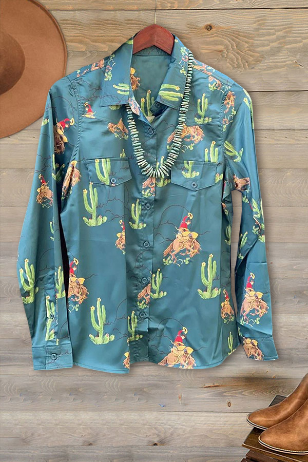 Bronc Horse Cactus Print Shirt