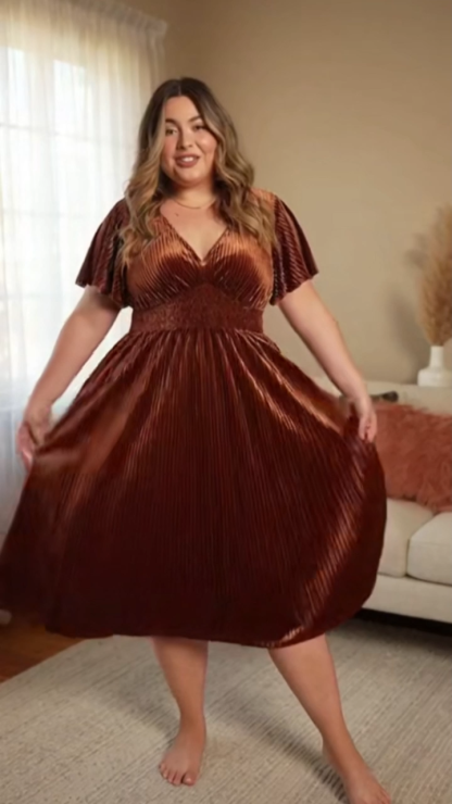 Elegant Velvet V-Neck Maxi Dress