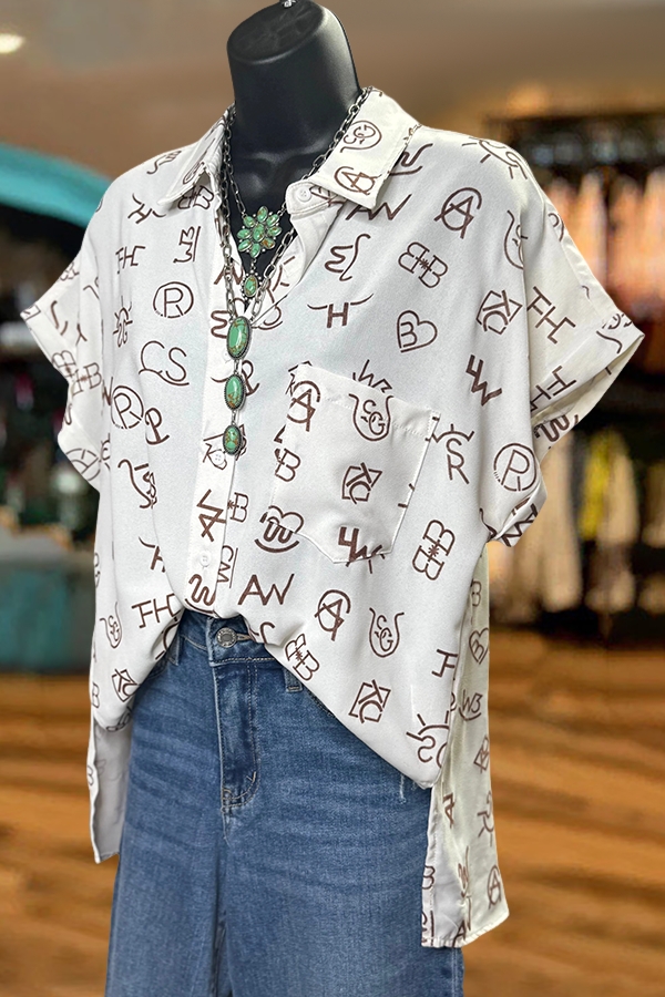 Western Brand Print Short Sleeve Shirt