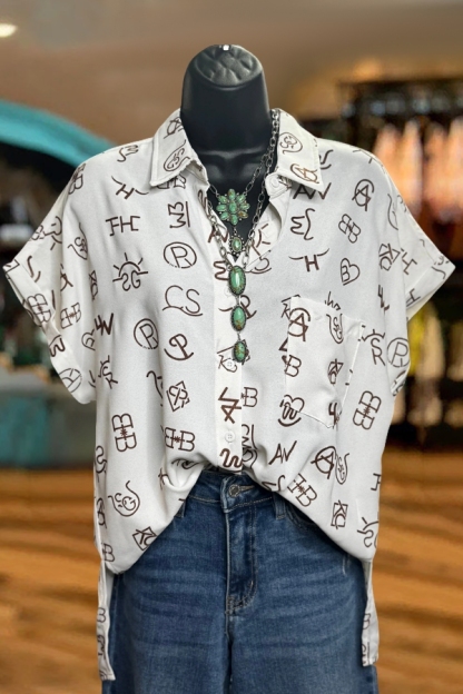 Western Brand Print Short Sleeve Shirt