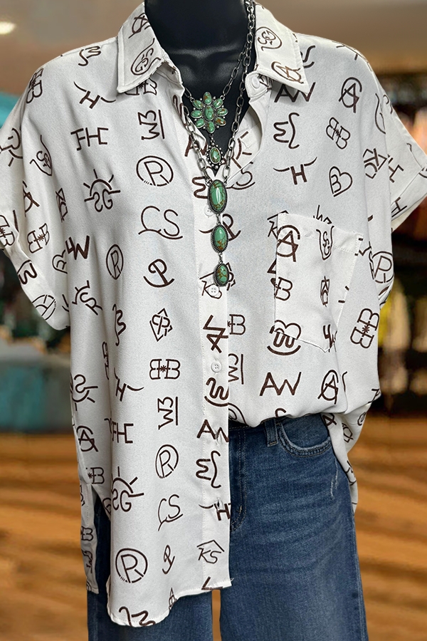 Western Brand Print Short Sleeve Shirt