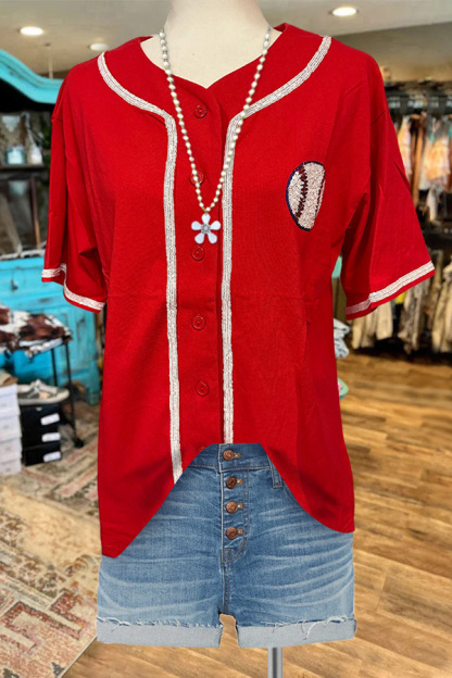 Sequined Embroidered Baseball Top