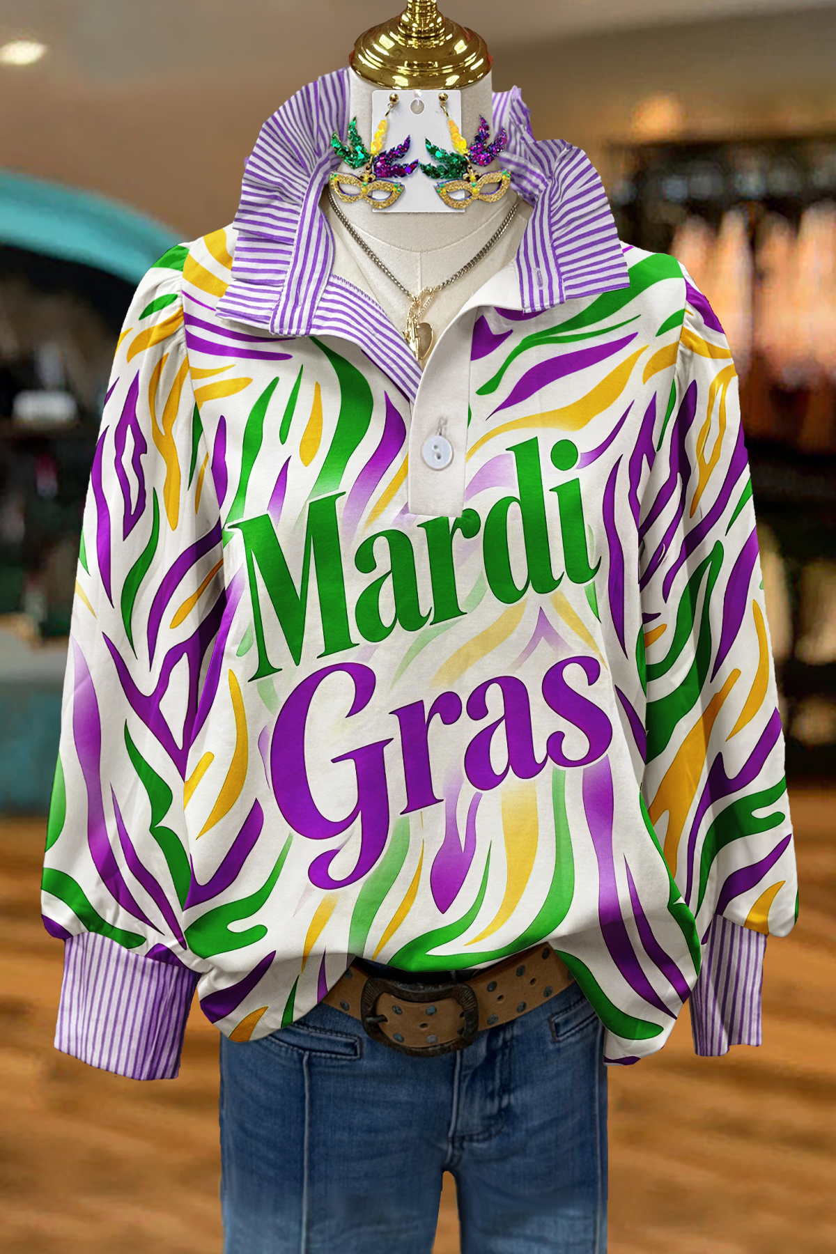 Mardi Gras Stripe Blouses