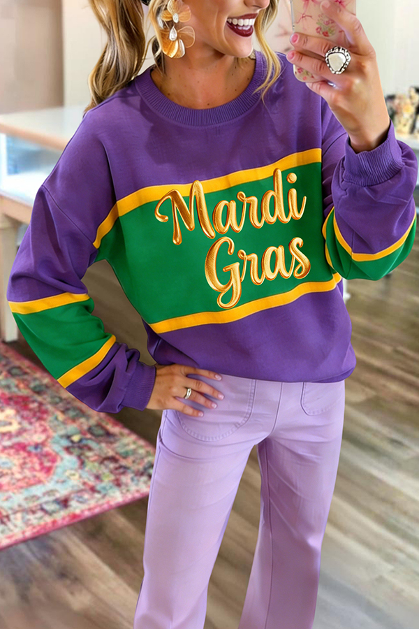 Mardi Gras Color Block Sweatshirt