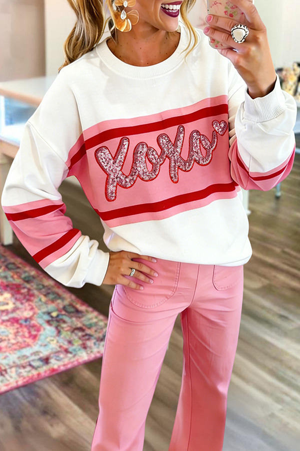 Valentine's Day XOXO Color Block Sweatshirt