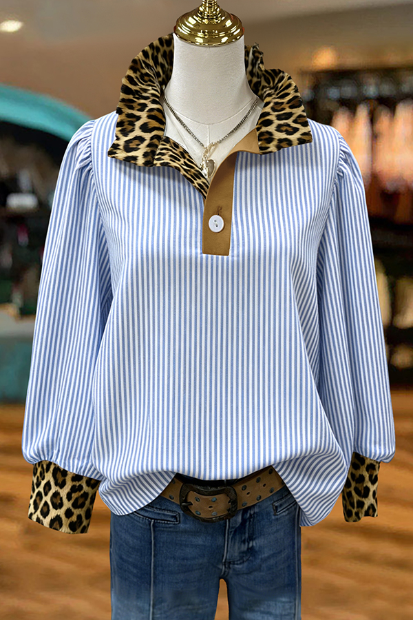 Classic Striped Leopard Print Blouses