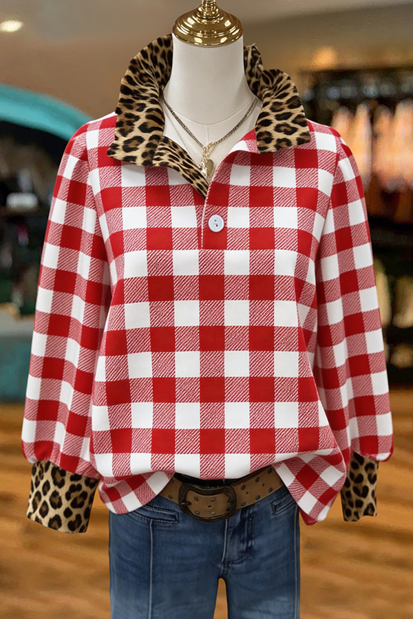 Classic Plaid Leopard Print Blouses