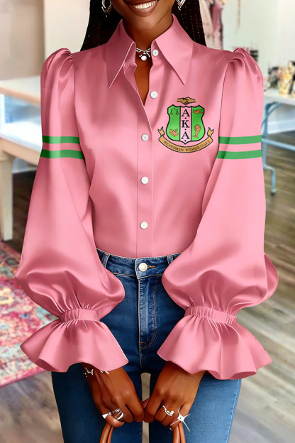 Alpha Kappa Alpha Sorority Puff Sleeve Satin Blouses