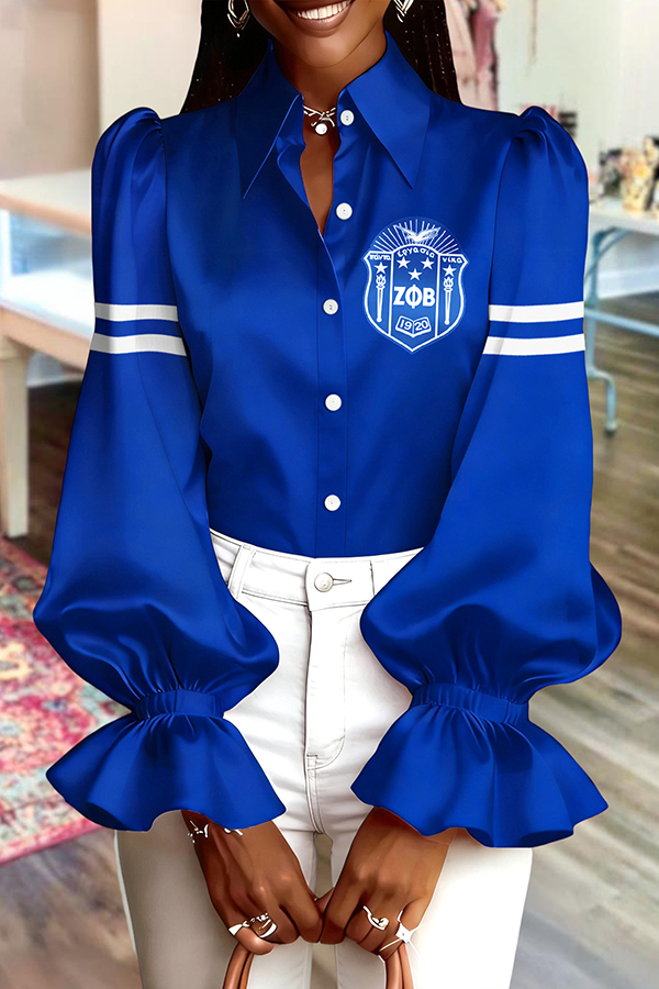 Zeta Phi Beta Sorority Puff Sleeve Satin Blouses