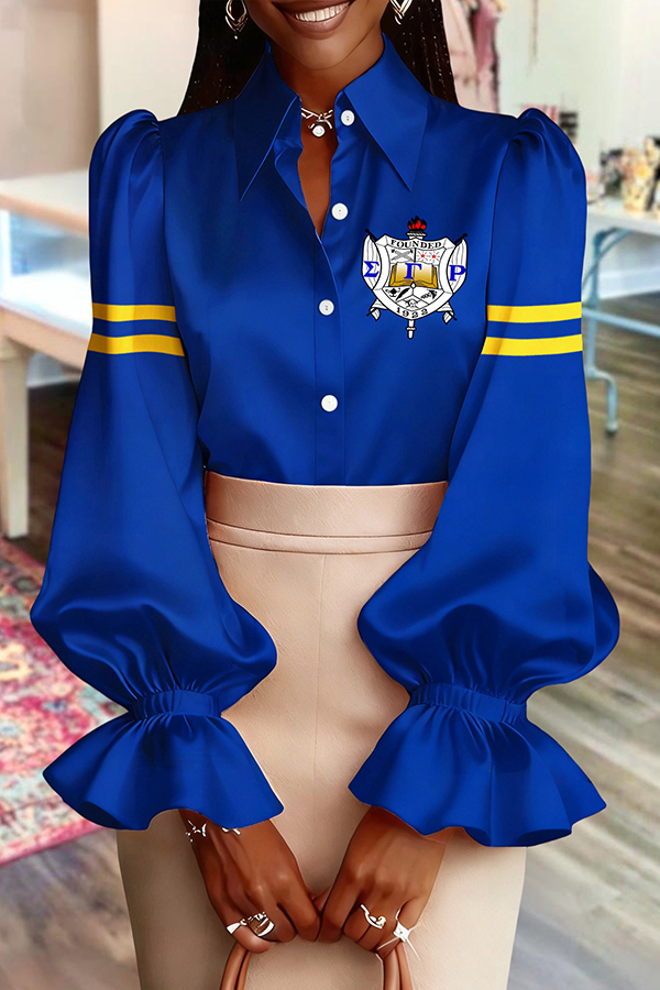 Sigma Gamma Rho Sorority Puff Sleeve Satin Blouses