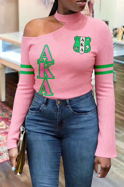 Alpha Kappa Alpha Sorority One-Shoulder Knit T-Shirt