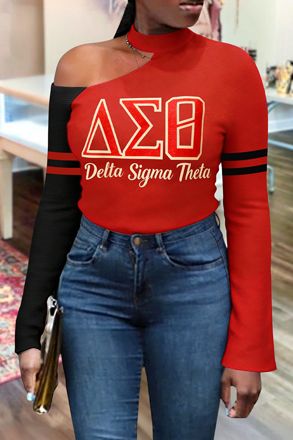 Delta Sigma Theta Sorority One-Shoulder Knit T-Shirt