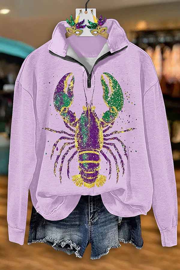 Mardi Gras Crawfish Zipper Sweatshirt