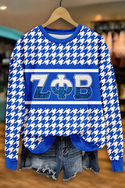 Zeta Phi Beta Sorority Houndstooth Sweatshirt