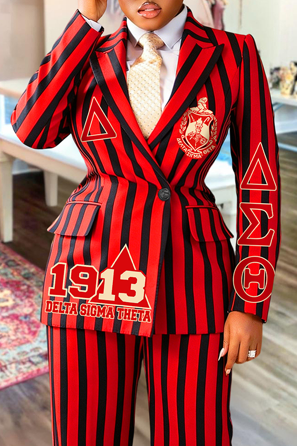 Women's outerwear | Unique Delta Sigma Theta Sorority Striped Suit |mywesternoutfit