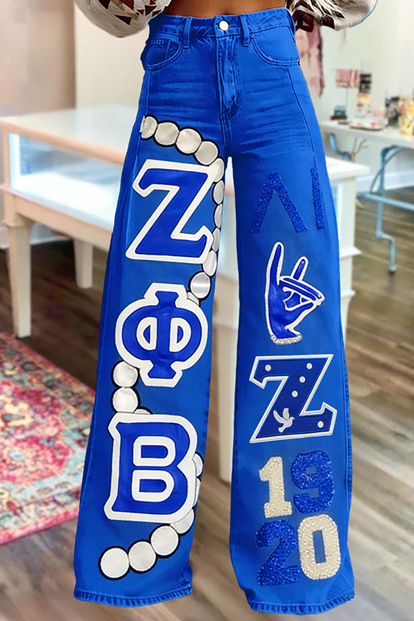 Zeta Phi Beta Sorority Wide-Leg Pants