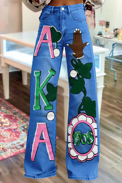Alpha Kappa Alpha Sorority Wide-Leg Pants